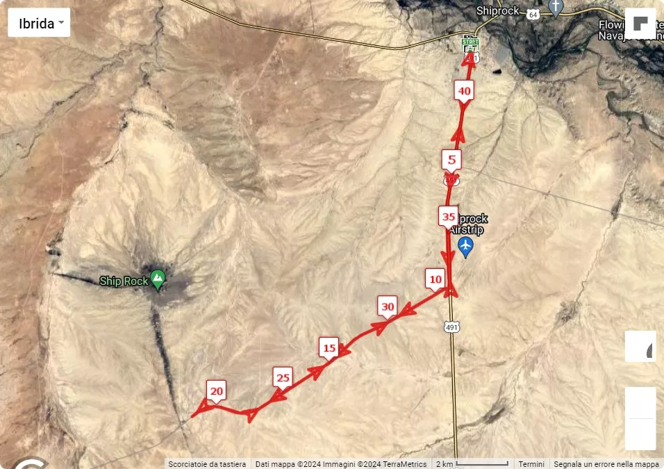 Shiprock Marathon 2024, mappa percorso gara 42.195 km