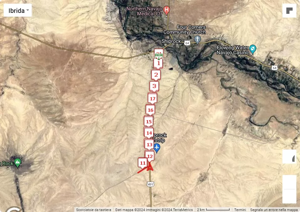 Shiprock Marathon 2024, mappa percorso gara 21.0975 km