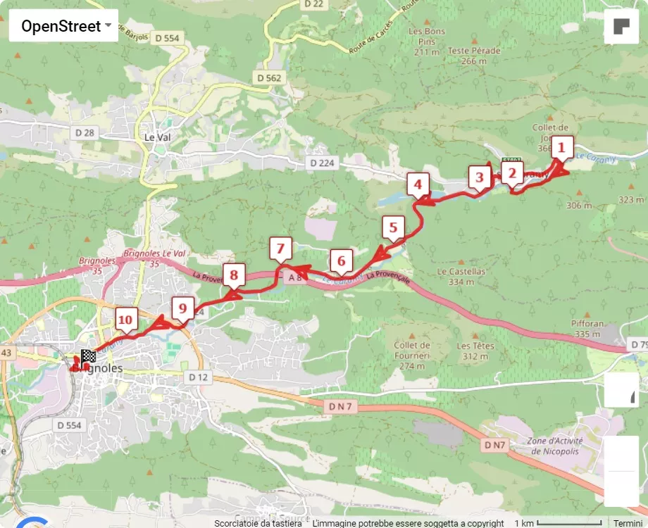 Marathon Var Provence Verte, 10.7 km race course map