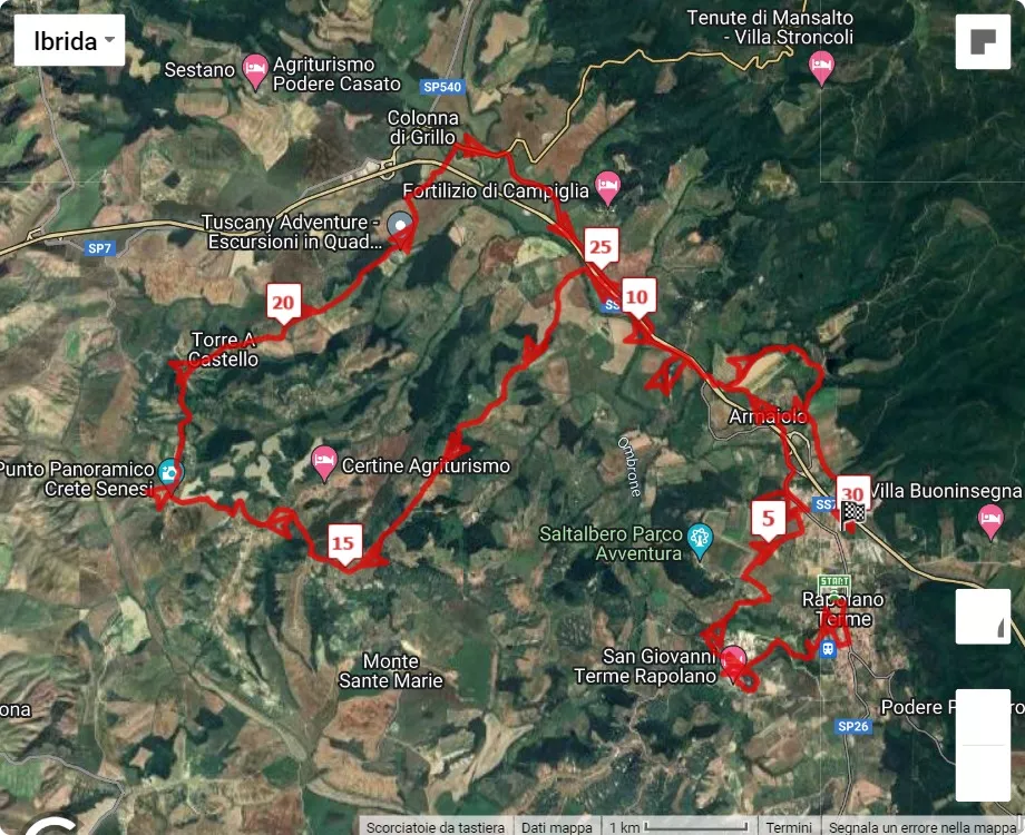 Crete Senesi Ultramarathon 2024 -  2ª edizione, mappa percorso gara 30 km