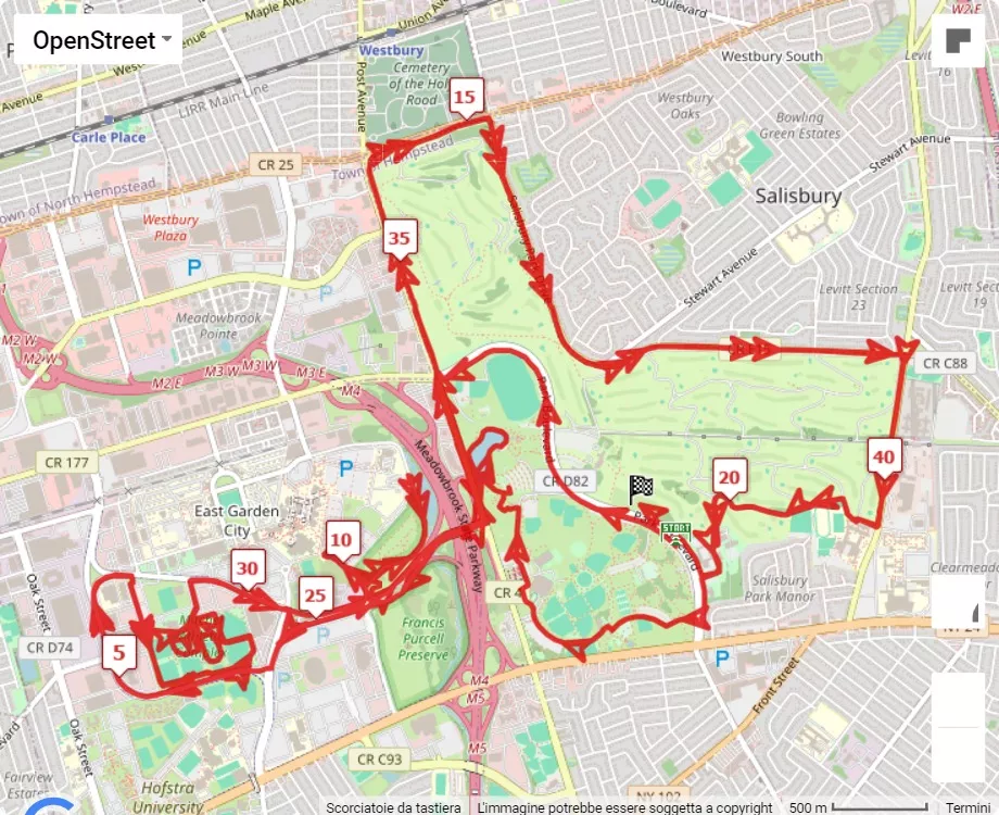 Jovia Long Island Marathon Festival of Races, 42.195 km race course map