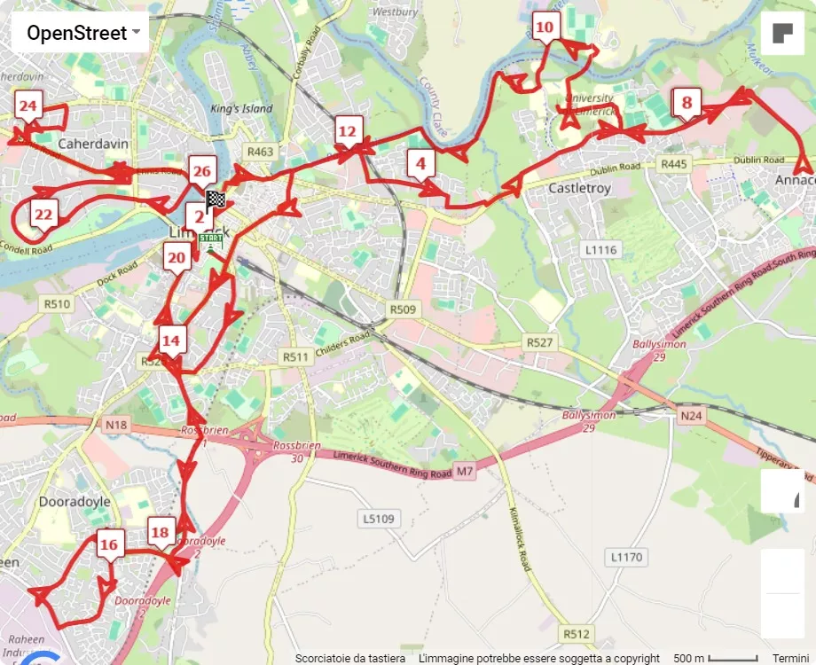 race course map Great Limerick Run