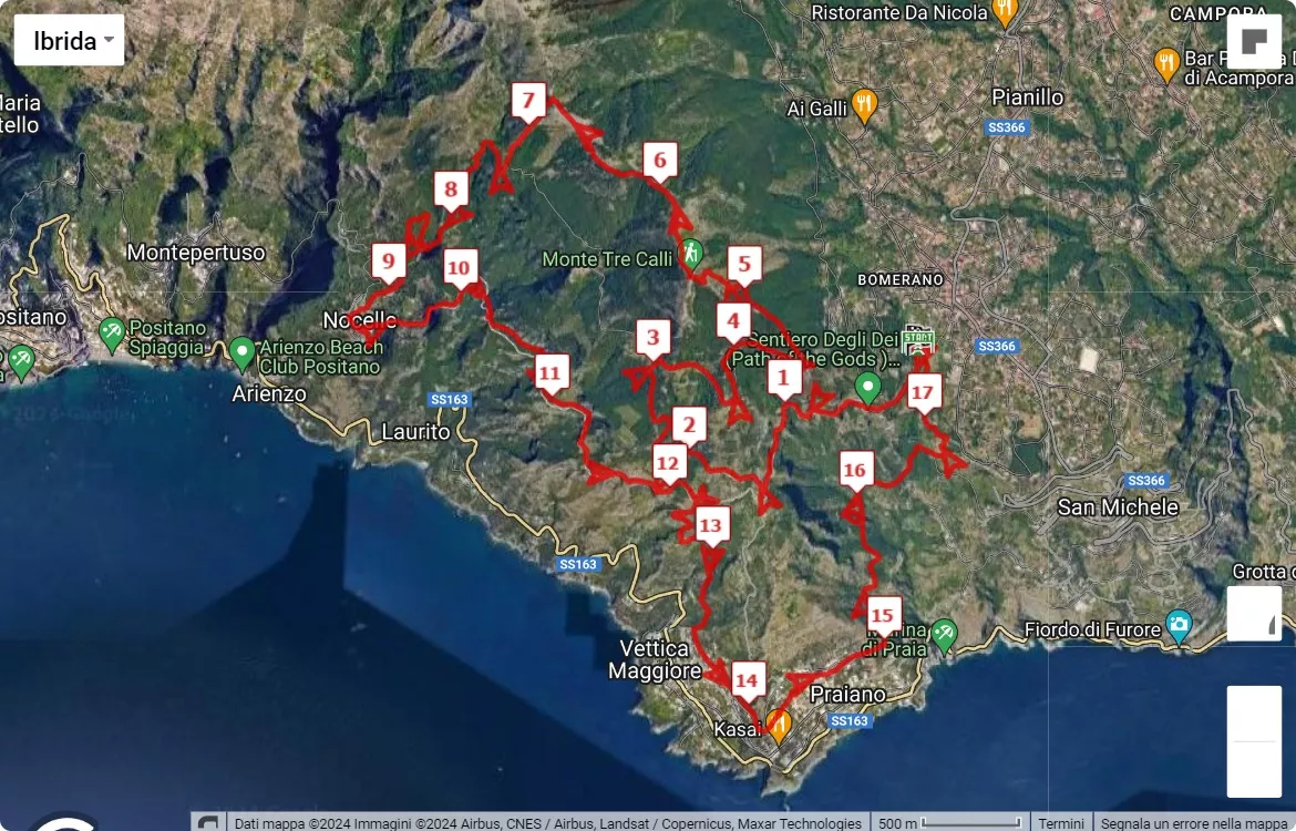 8° Amalfi Positano UltraTrail - 7° Trail delle Sirene, mappa percorso gara 17 km