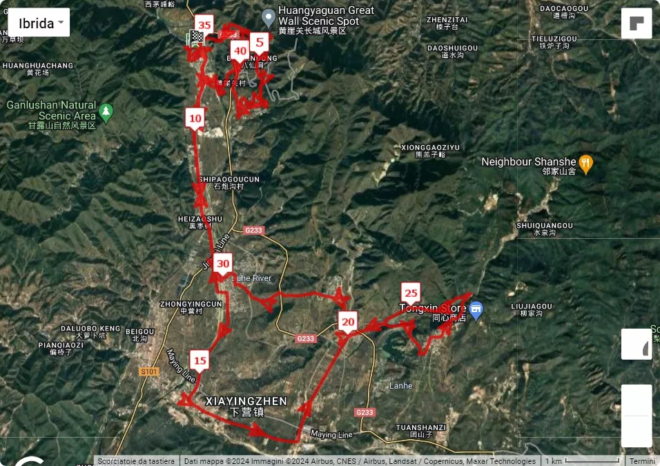 mappa percorso di gara Great Wall Marathon 2024