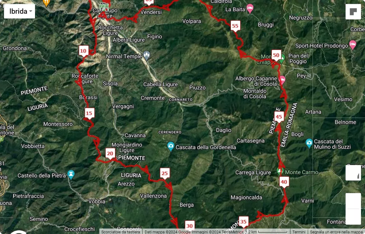 mappa percorso di gara 19° Porte di Pietra