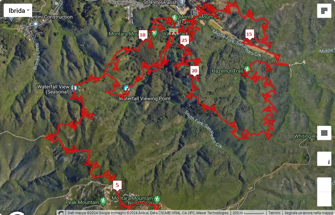 Pacifica Foothills Trail Run, 30 km race course map