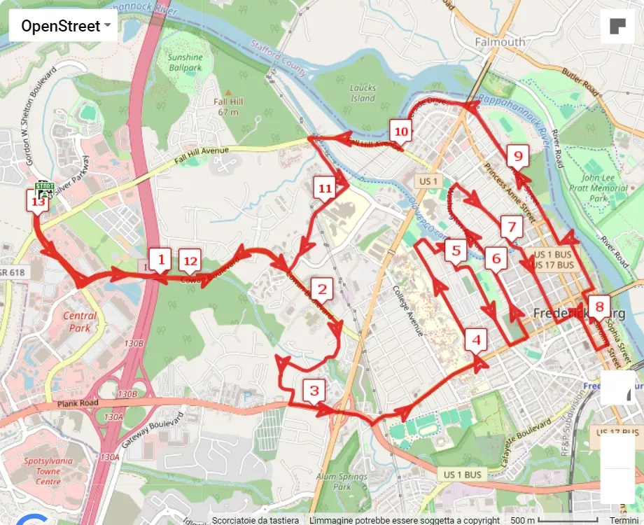 Marine Corps Historic Half 2024, 21.0975 km race course map