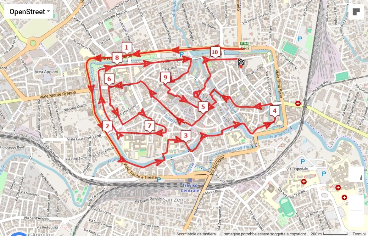 Deejay Ten Treviso 2024, 10 km race course map