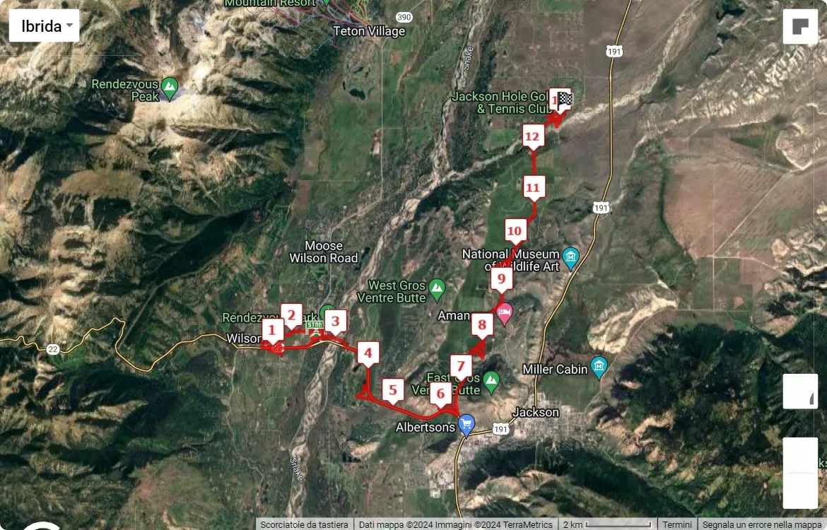 mappa percorso di gara Grand Teton Half Marathon & 5K