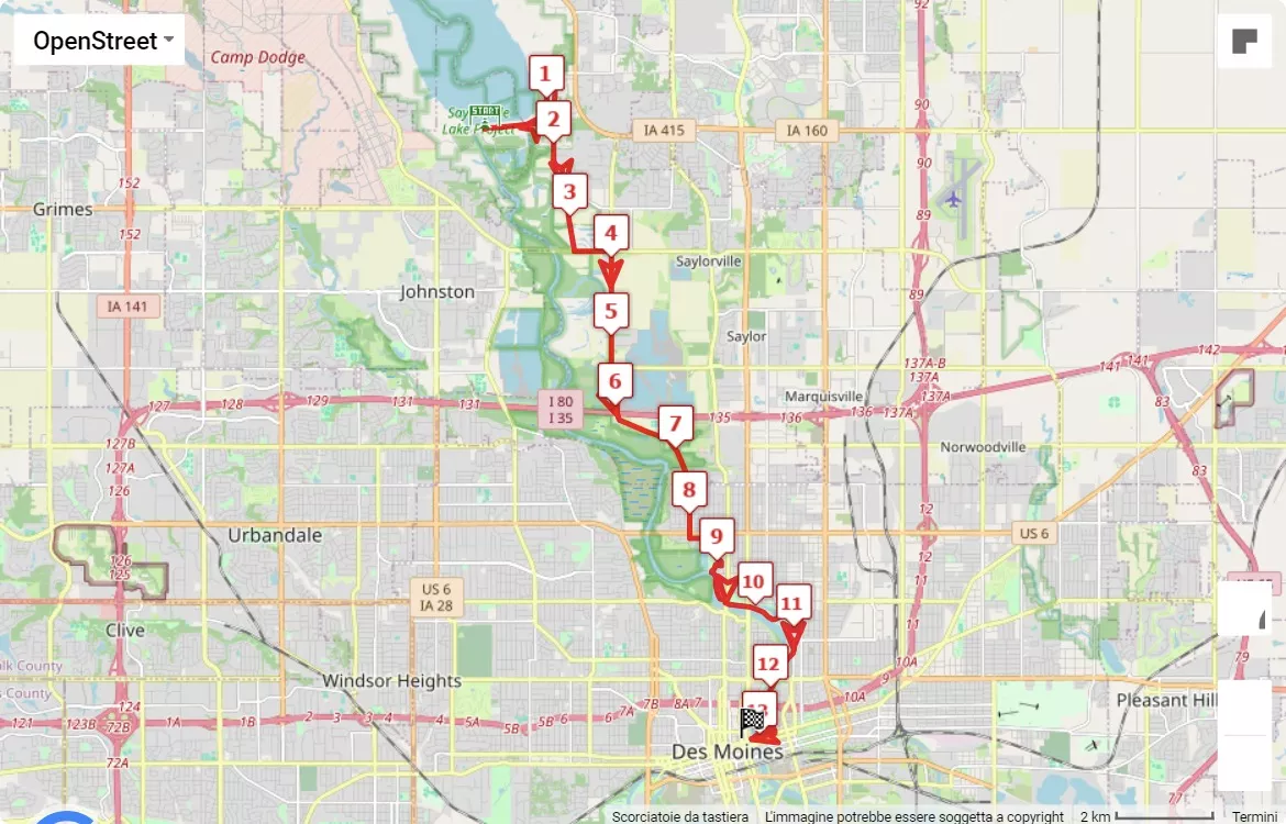 mappa percorso di gara Dam to DSM 2024