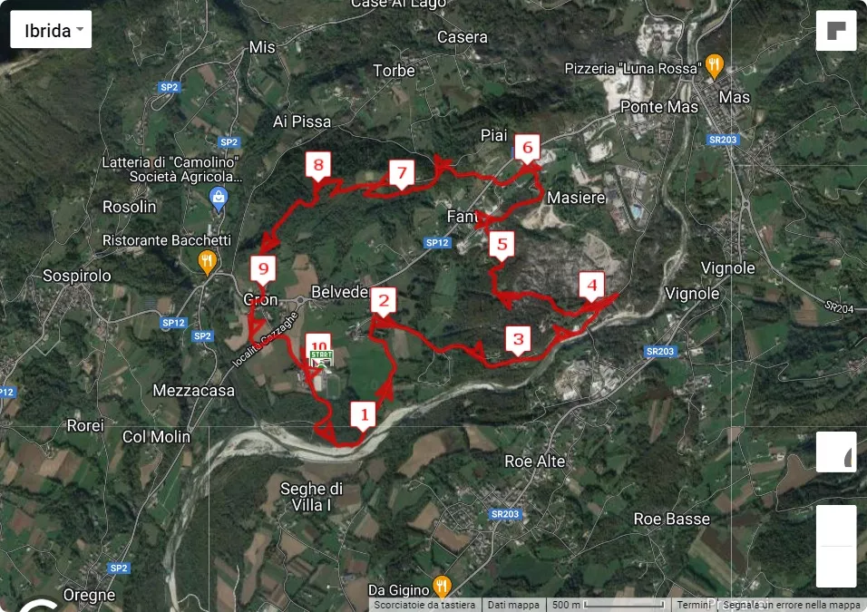 Cammino Sospirolese Trail 2^ edizione, mappa percorso gara 10 km