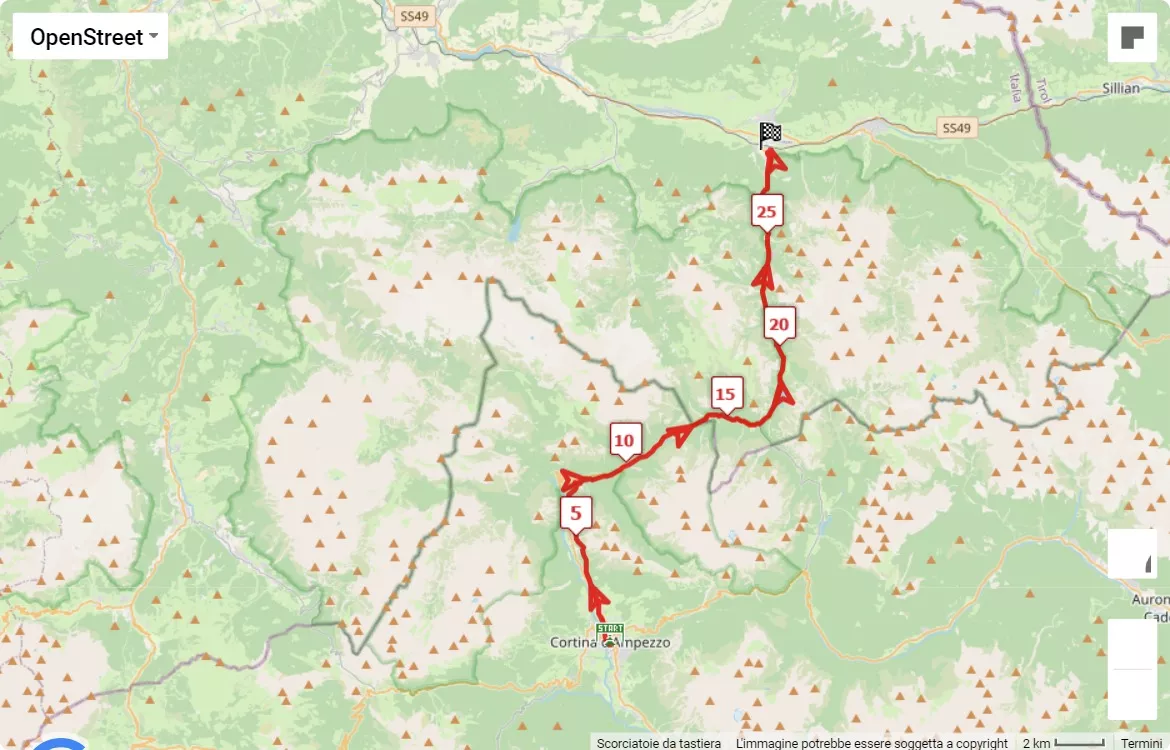 race course map 24° Cortina-Dobbiaco Run