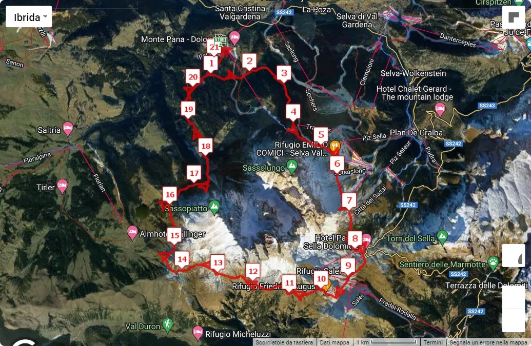 mappa percorso di gara 5° Saslong Half Marathon