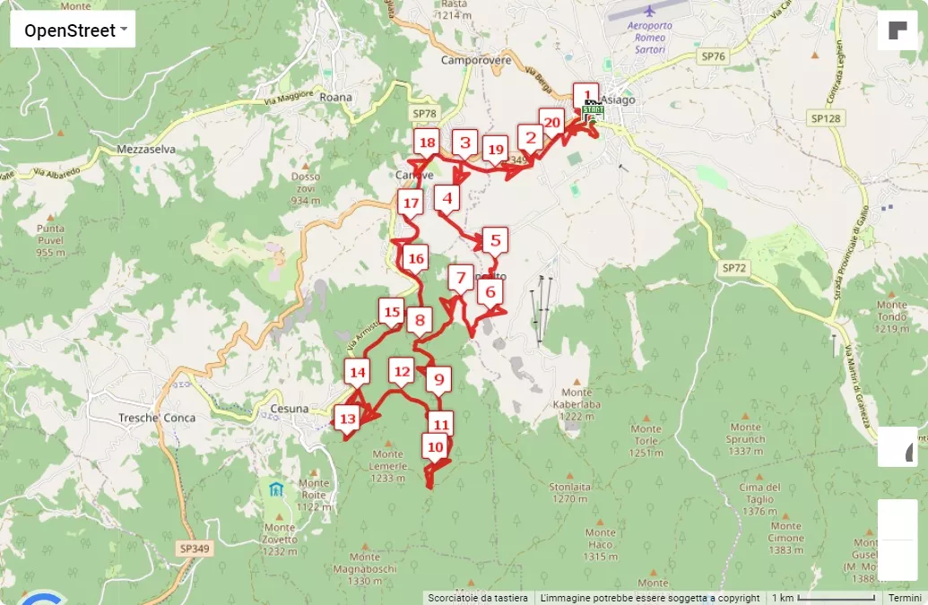 race course map 18° La Corsa del Trenino