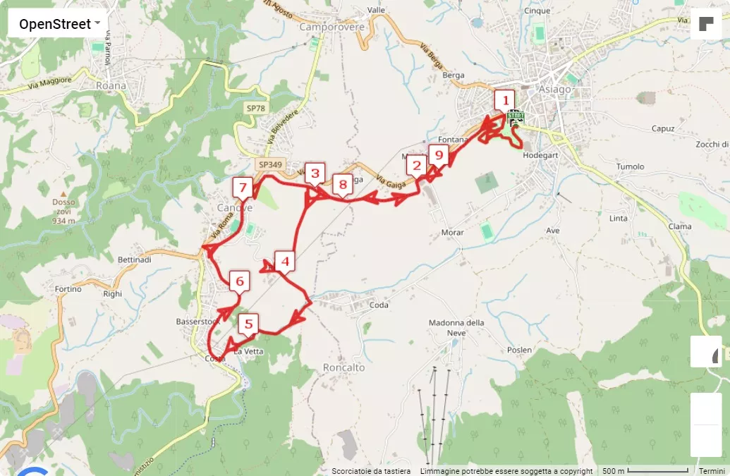 18° La Corsa del Trenino, 10 km race course map