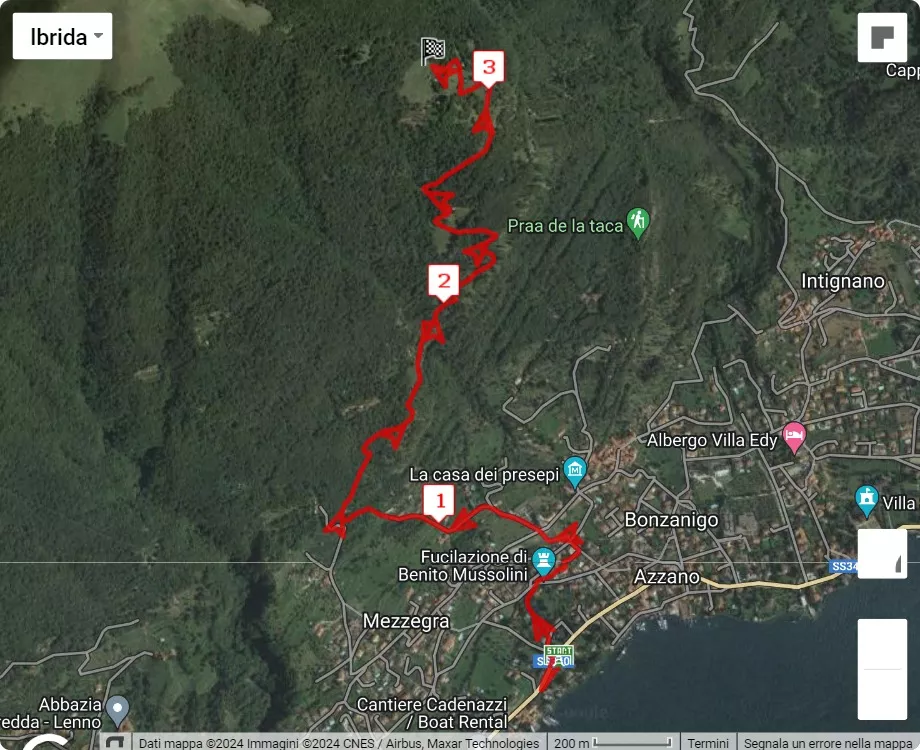 mappa percorso di gara Tremezzina Vertical Run 2024