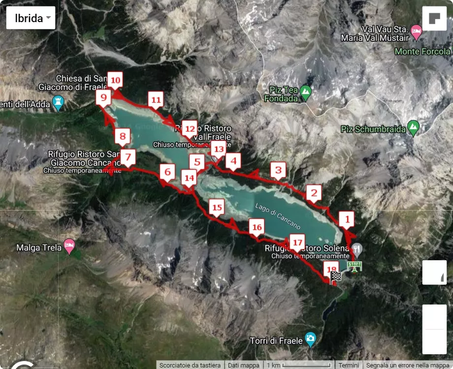 Energy2Run Cancano, 18 km race course map