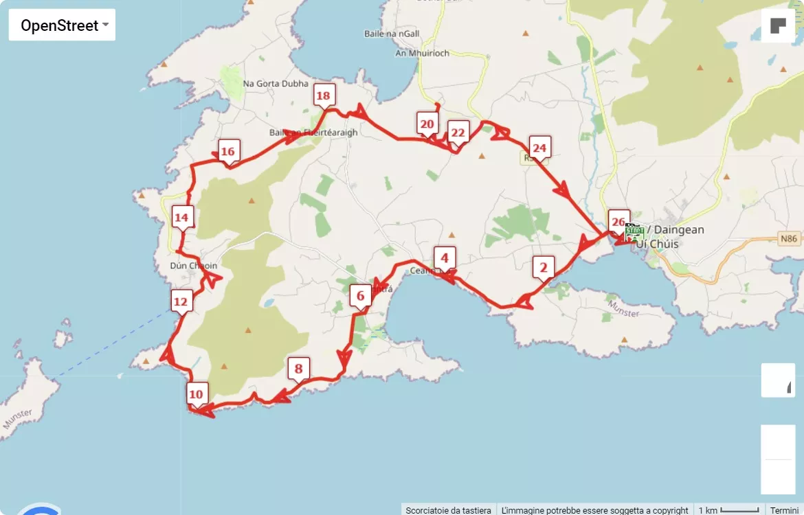 mappa percorso di gara Dingle Full and Half Marathon 2024