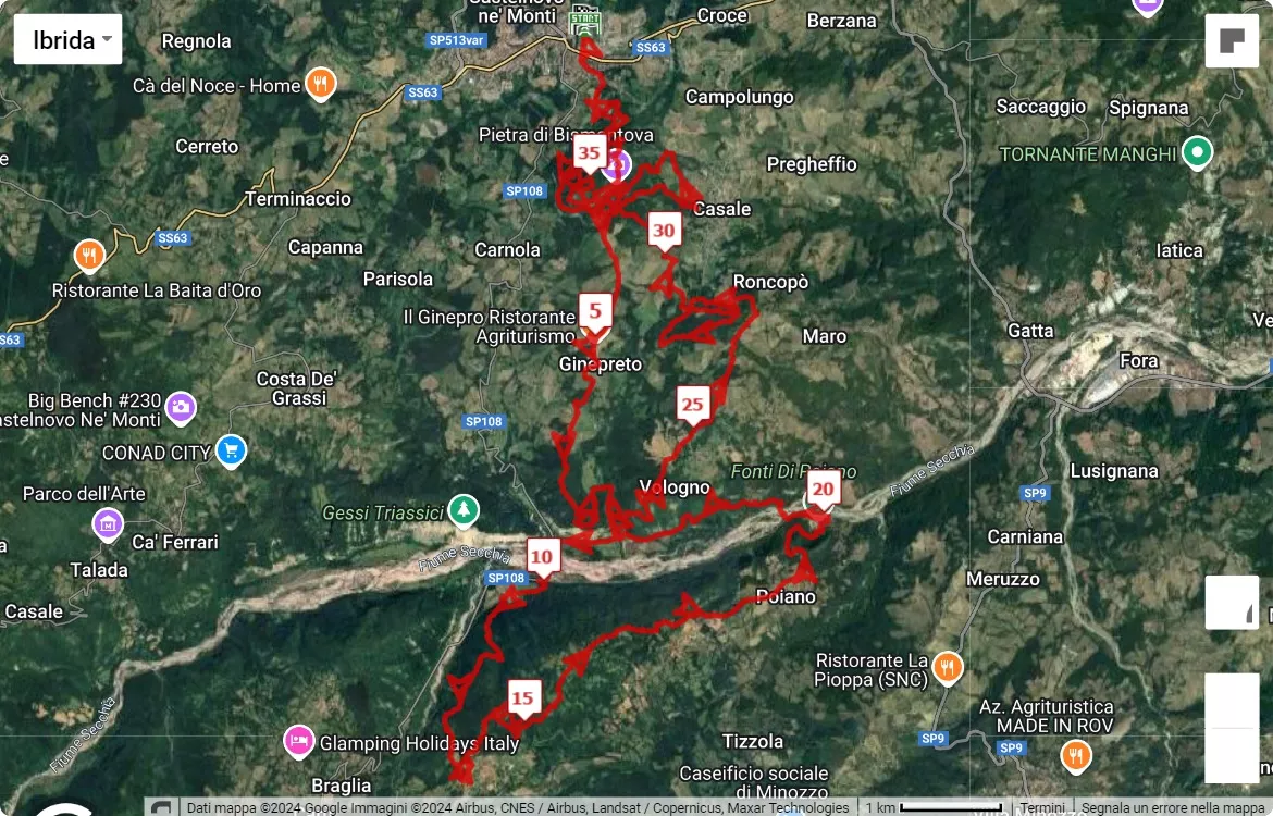 race course map 9° Trail della Pietra