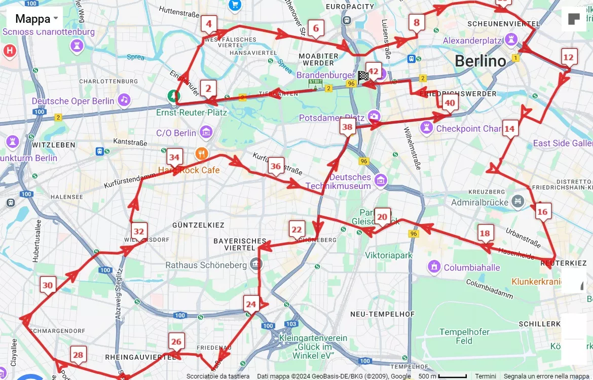 BMW Berlin Marathon 2024, mappa percorso gara 42.195 km
