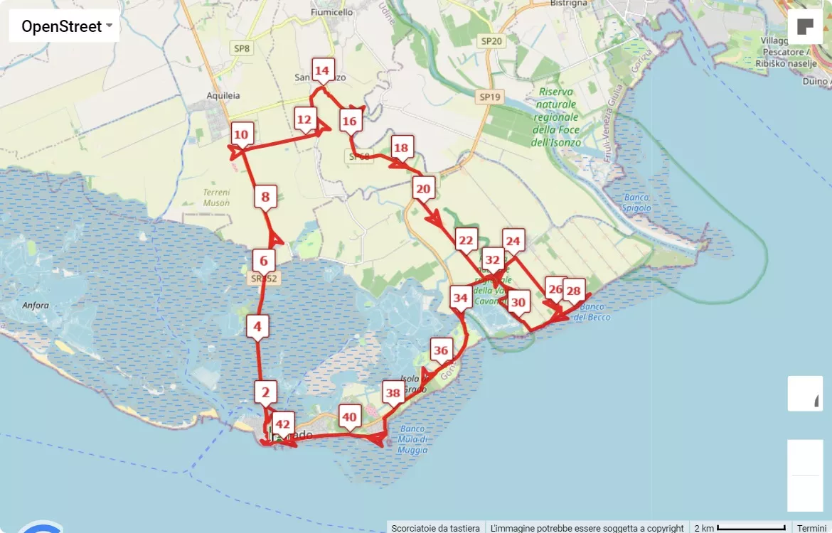 4th Mytho Marathon - The 42,195km of Friuli Venezia Giulia, 42.195 km race course map