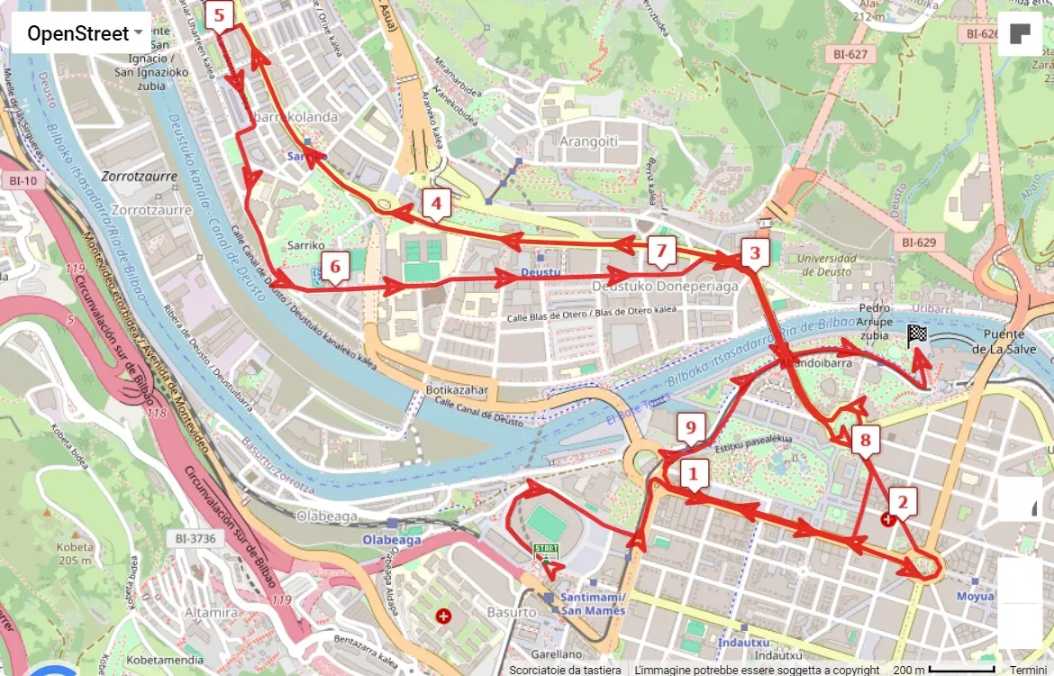TotalEnergies Bilbao Night Marathon 2024, mappa percorso gara 10 km