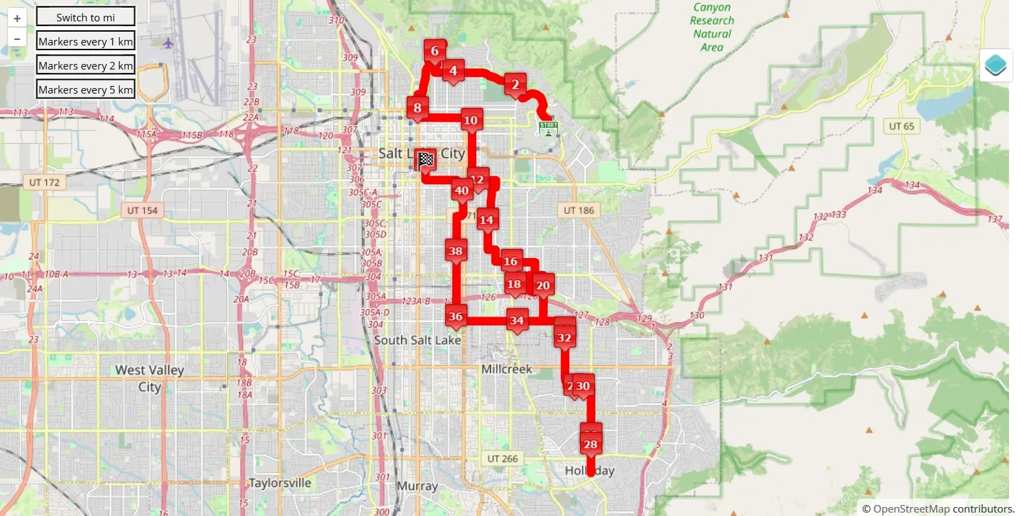 race course map Salt Lake City Marathon 2025