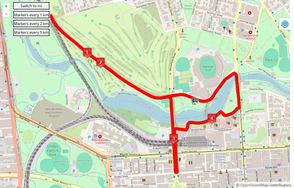 Adelaide Marathon Festival 2025, mappa percorso gara 5 km