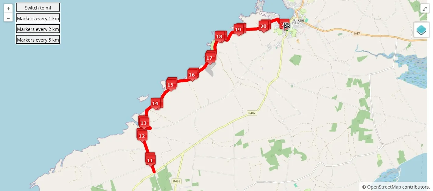 race course map per Run Kilkee Half Marathon 2026