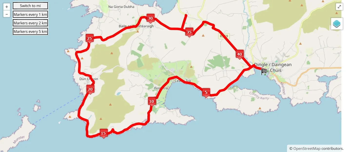 race course map per Dingle Full and Half Marathon 2026