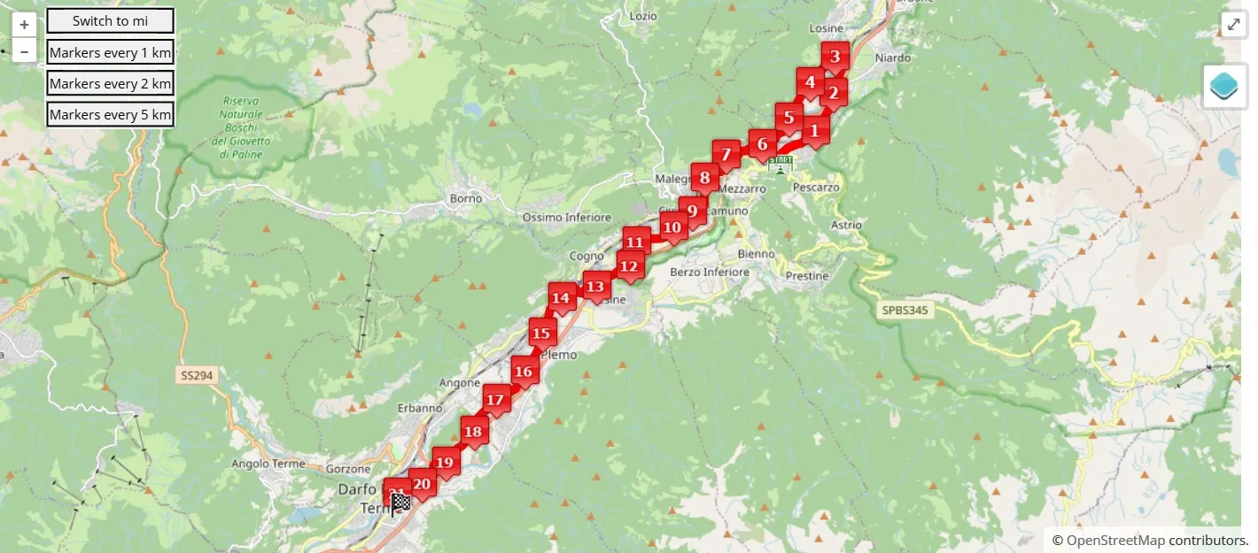 race course map per Io21zero97 Darfo Boario Terme 2026